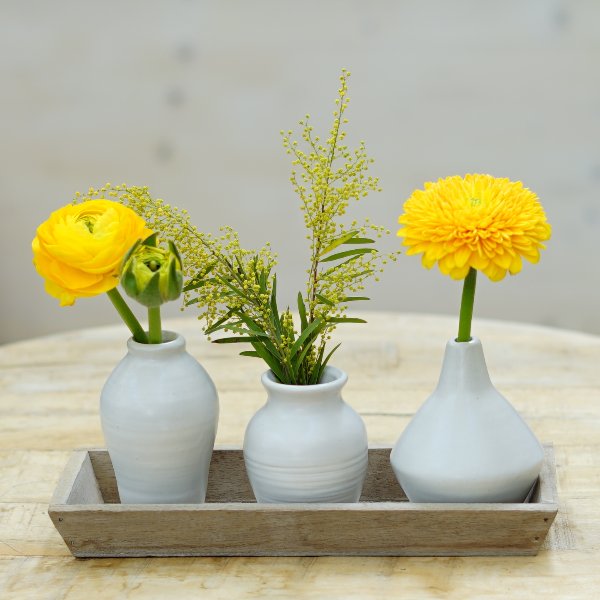 Strauß "Vasen-Trio gelb" Bild 1
